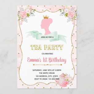 Princess tea birthday party invitation