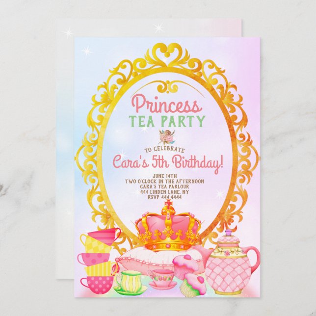 Princess Tea Party Birthday Party Invitation (Front/Back)