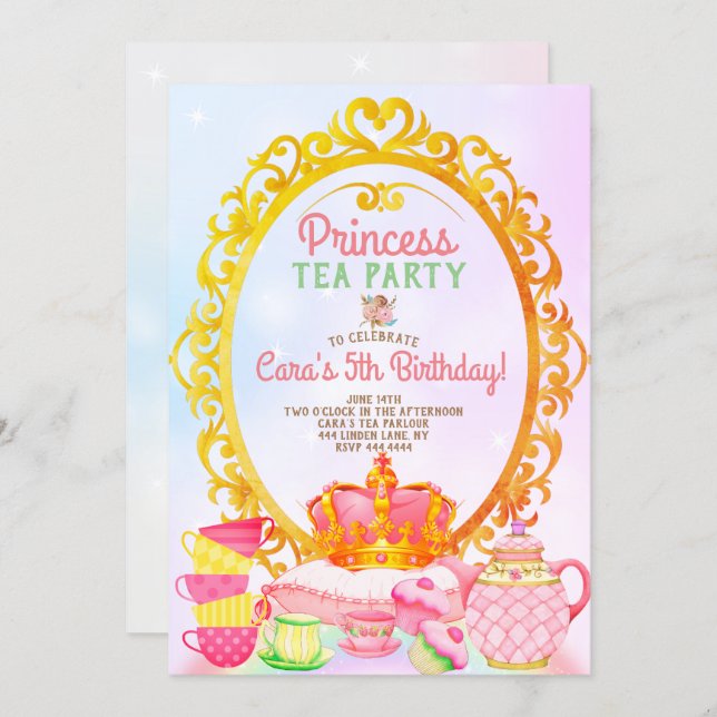 Princess Tea Party Birthday Party Invitation (Front/Back)