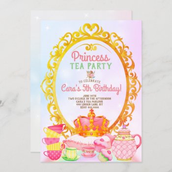 Princess Tea Party Birthday Party Invitation by ThreeFoursDesign at Zazzle