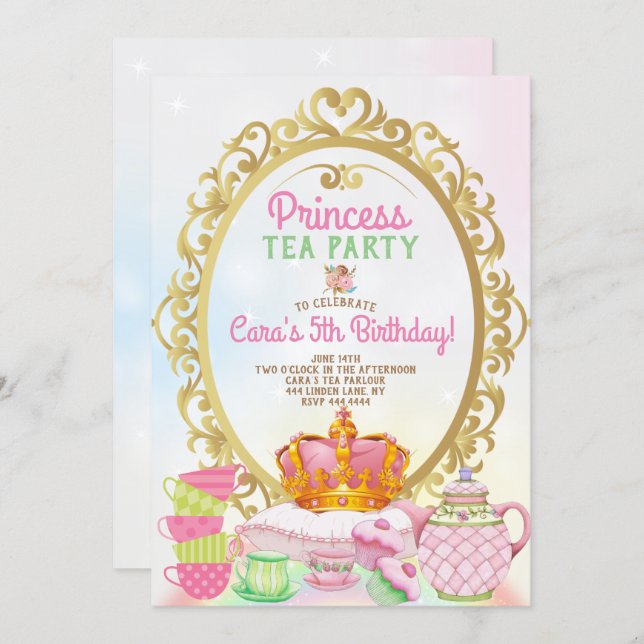 Princess Tea Party Birthday Party Invitation (Front/Back)