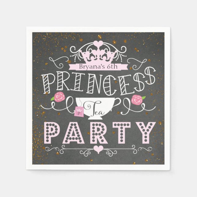 PRINCESS TEA PARTY Chalkboard Party Napkins (Front)