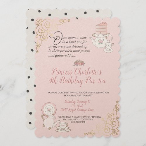 Princess Tea Party Girls Birthday Invitation