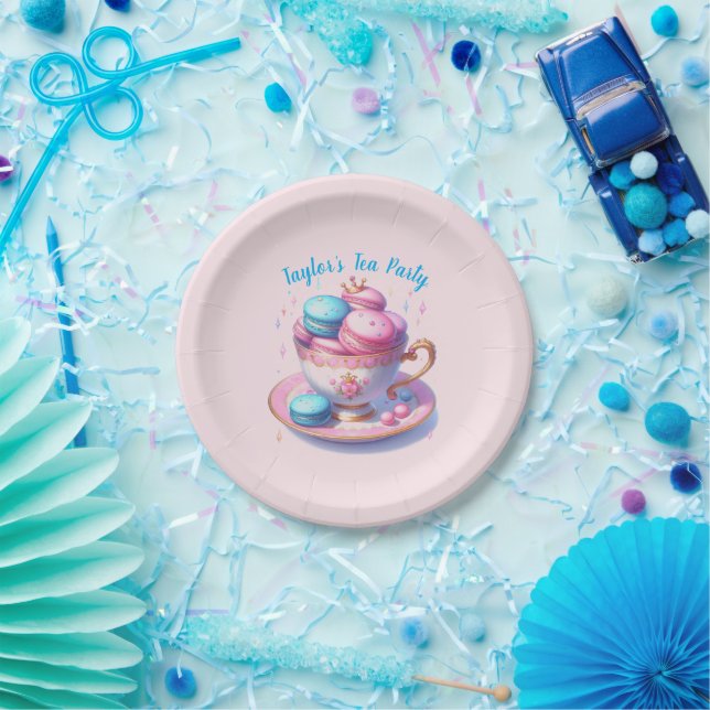 Princess Tea Party With Macaroons Paper Plates (Party)