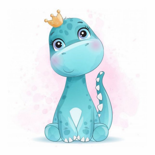 Princess Teal Dinosaur Baby Shower Cake Topper  Cutout (Front)