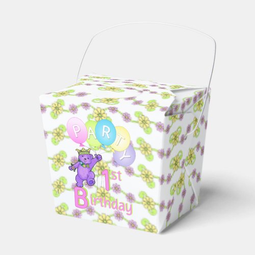 Princess Teddy Bear 1st Birthday Party Custom Favor Boxes
