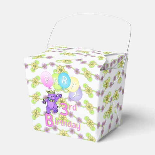 Princess Teddy Bear 3rd Birthday Party Custom Favor Boxes