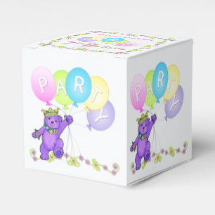 Princess Teddy Bear 7th Birthday Party Custom Favor Boxes