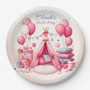 Princess Teepee & Pillows Slumber Birthday Party Paper Plates