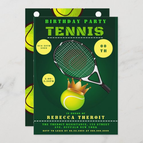 Princess Tennis Birthday Party Invitations 