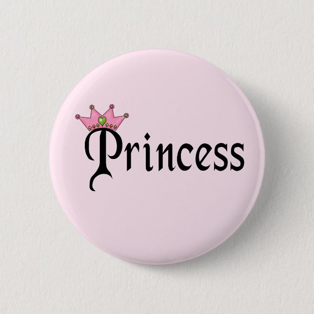 Princess Text with Crown Pinback Button (Front)