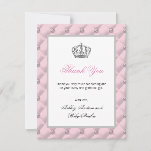 Princess Thank You Baby Shower Birthday Pink