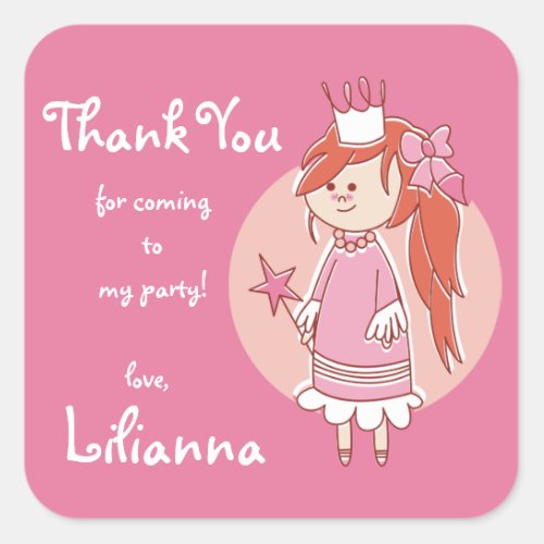 Princess Thank You StickersSquare Square Sticker