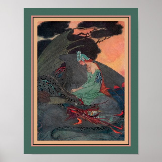 "Princess & the Dragon" ca. 1920 by Elenore Abbott Poster (Front)