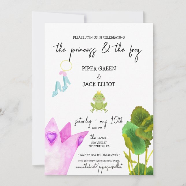 Princess & The Frog -Color- Couples Shower Invite (Front)