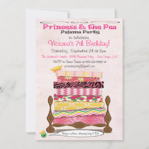Princess & the Pea Pajama Birthday Party Invitation