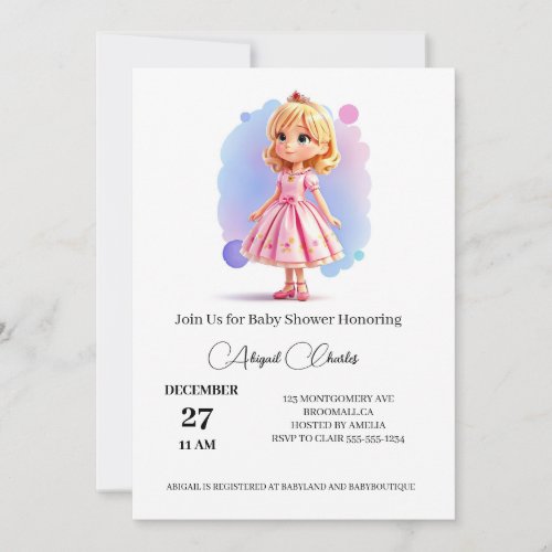 Princess theme baby shower card