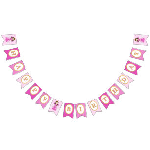 Princess Theme Birthday Girl Party Pink Bunting Flags