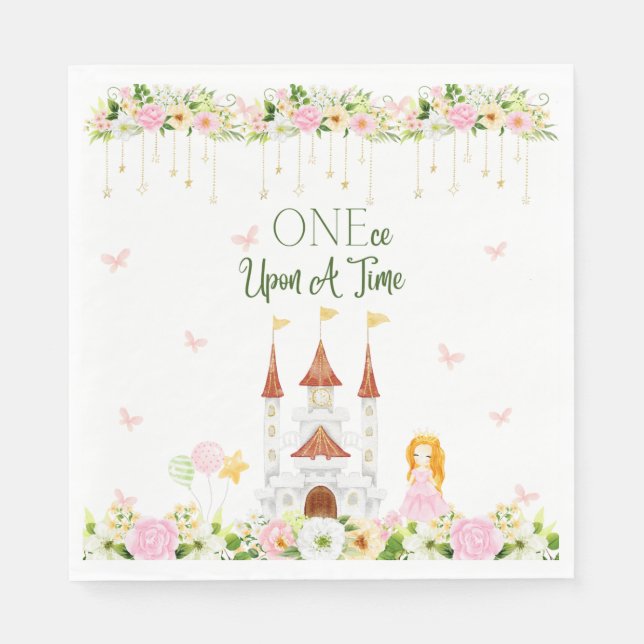 Princess Theme Party - First Birthday Napkins (Front)