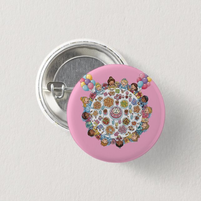 Princess Themed Costume Party Button (Front & Back)