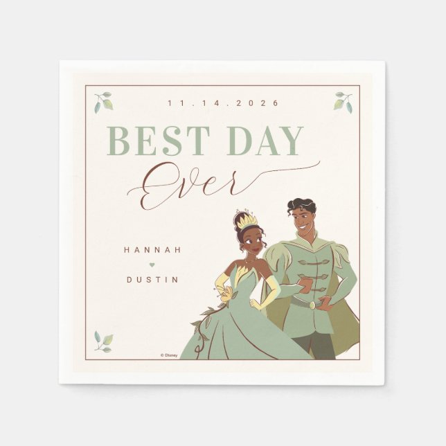 Princess Tiana and Naveen Best Day Ever Wedding Napkins (Front)