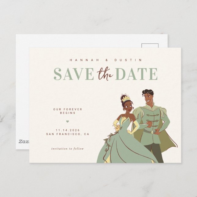 Princess Tiana and Naveen Save the Date Postcard (Front/Back)