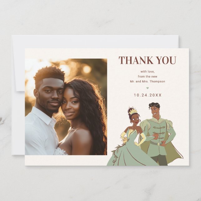 Princess Tiana and Naveen Wedding Thank You Photo Card (Front)