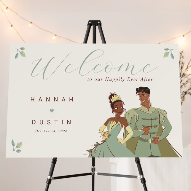 Princess Tiana and Naveen Wedding Welcome Sign (In Situ (Stand))