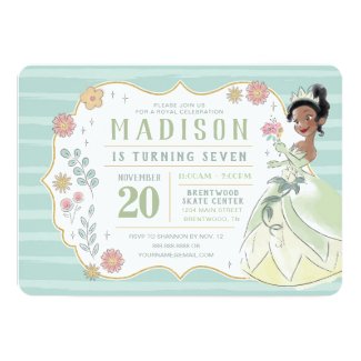 Princess Tiana | Floral Watercolor Birthday Invitation