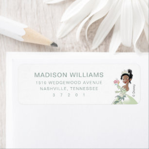 Princess Tiana   Floral Watercolor Birthday Label