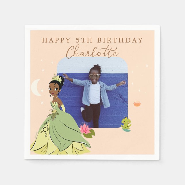 Princess Tiana l Girls Birthday Sleepover Napkins (Front)