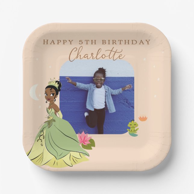 Princess Tiana l Girls Birthday Sleepover Paper Plates (Front)