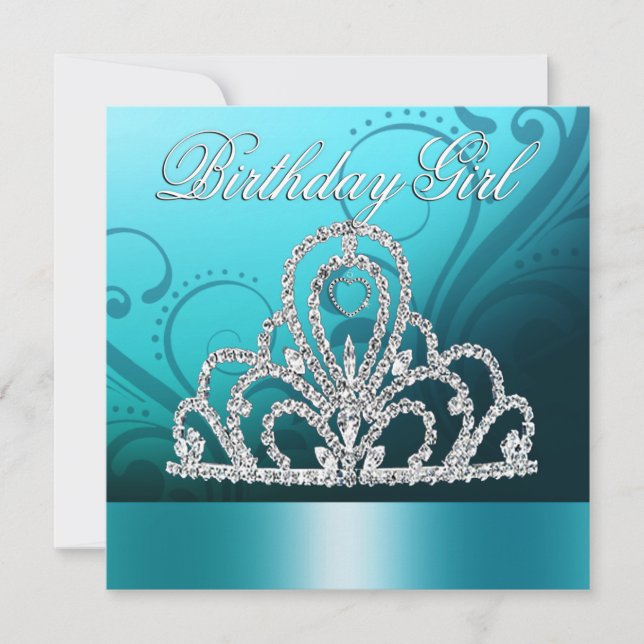 Princess Tiara Birthday Girl blue) Invitation (Front)