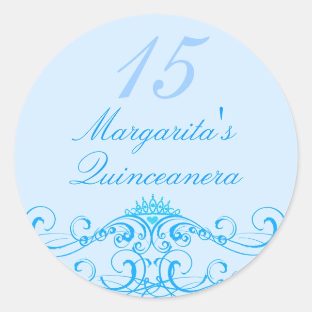 Princess Tiara Blue Quinceanera Sticker (Front)