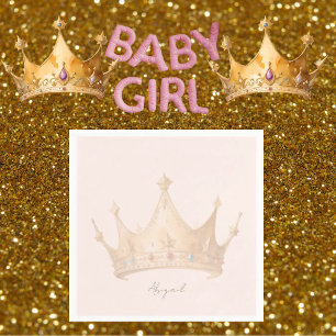 Princess Tiara Blush Baby Shower Personalized  Napkins