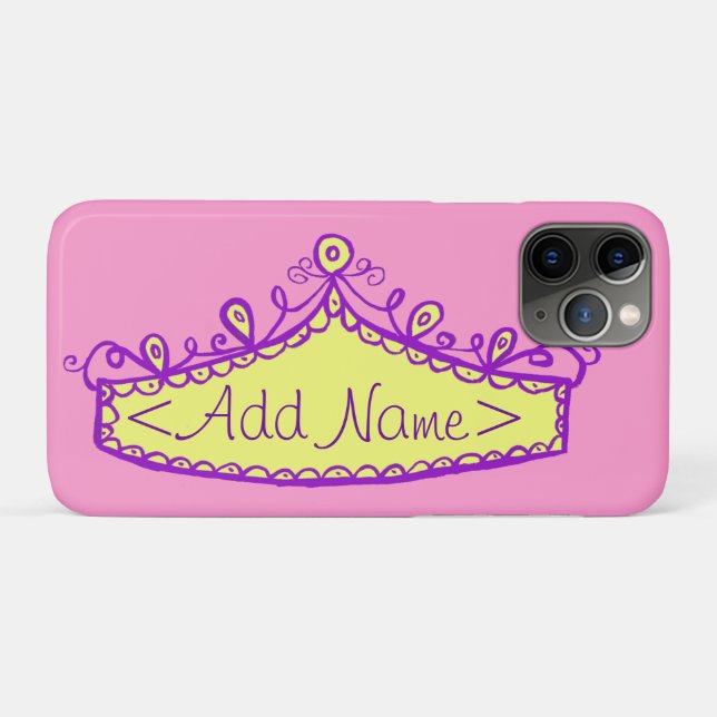 Princess Tiara Crown Custom Name iPhone Case (Back (Horizontal))