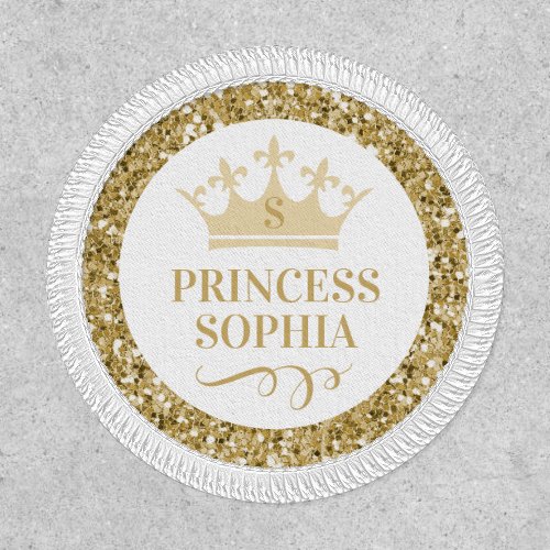 Princess Tiara Crown Gold Personalized Favor Name Patch