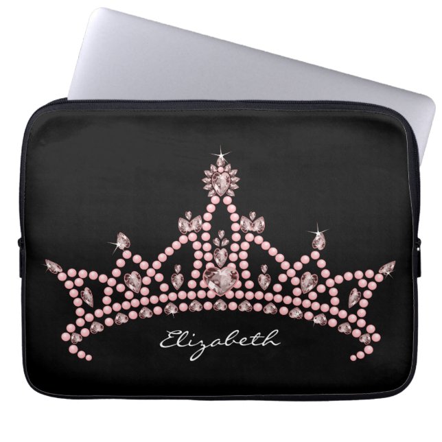 Princess Tiara Crown Laptop Sleeve (black) (Front)