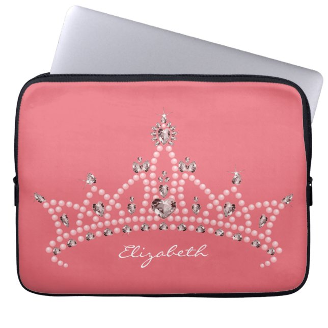 Princess Tiara Crown Laptop Sleeve (rose) (Front)