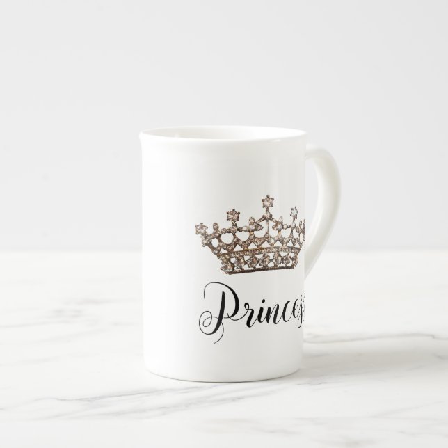 "Princess" Tiara Design Bone China Mug (Front Right)