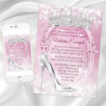 Princess Tiara Glass Slipper Cinderella Birthday Invitation at Zazzle