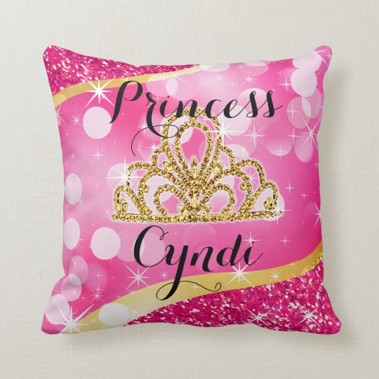 Princess Tiara Glitter Bling Bokeh | fuchsia Throw Pillow | Zazzle.com