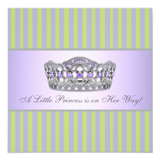 Princess Tiara Green Purple Girl Baby Shower Card