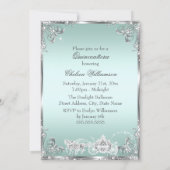 Princess Tiara Mint Silver Sparkle Quinceanera Invitation (Back)