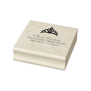 Princess Tiara Name and Address Rubber Stamp