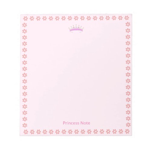 Princess Tiara  Pink Flowers on Simple Notepad