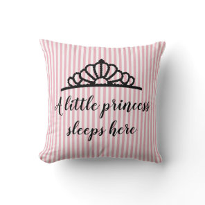 Princess Tiara Pink Stripe Personalized Pillow
