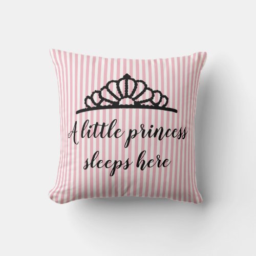 Princess Tiara Pink Stripe Personalized Pillow