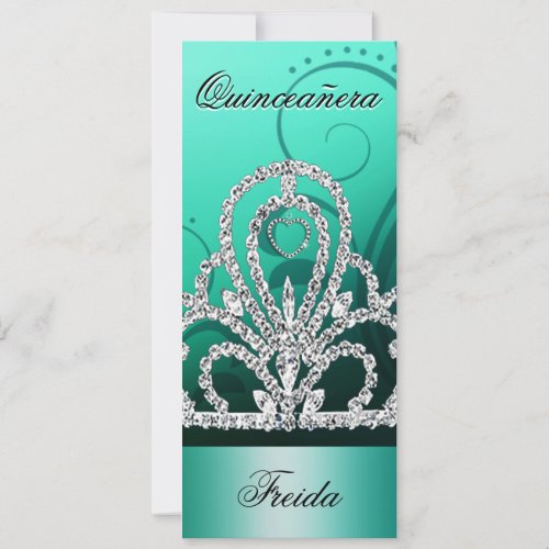 Princess Tiara Quinceanera (aqua) Invites