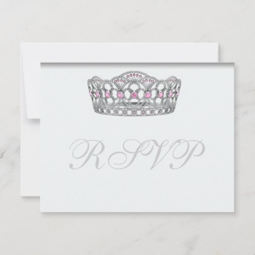Princess Tiara RSVP White Response Card